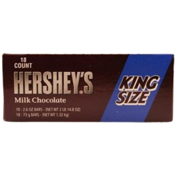 HERSHEY KING SIZE MILK CHOCOLATE 2.6OZ 18ct